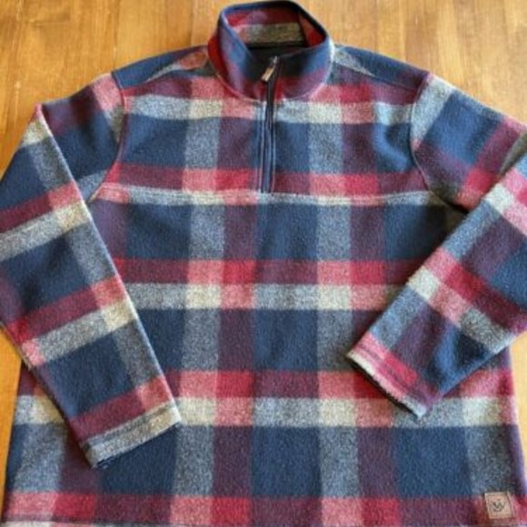 John Wayne Stock Supply XL 1/4 Zip Plaid Heavy Fleece Pull On Shirt Jacket